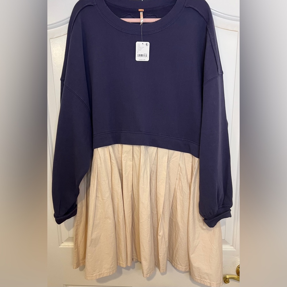 NEW Free People Eleanor Sweatshirt Tunic Dress Oversized Cotton Women’s SZ L NWT - Picture 10 of 12